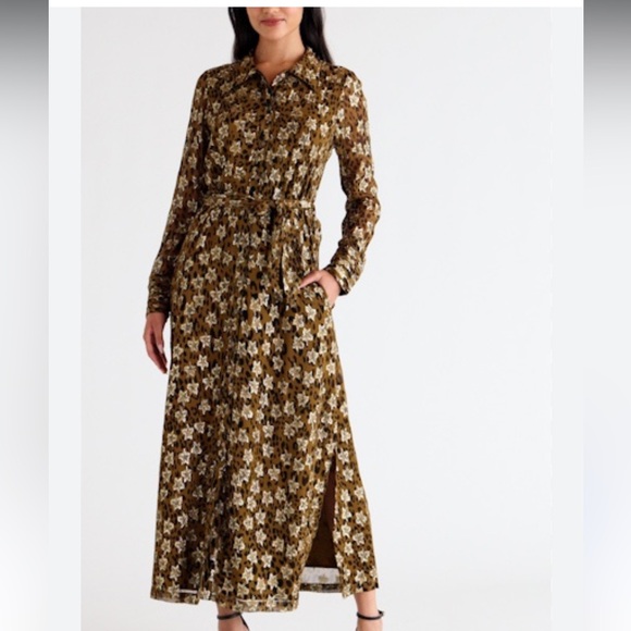 CIEBON Jynai Long Sleeve Shirtdress in Brown cheetah and Star. Size medium. - Picture 1 of 9